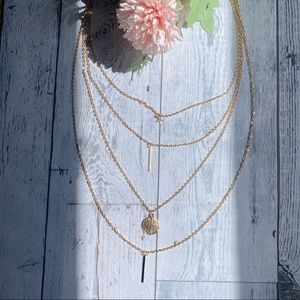 Multi layer layered necklace gold plated